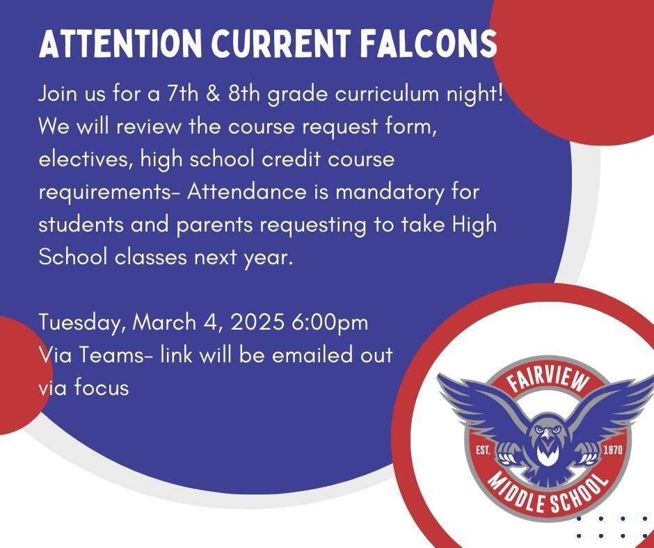 7th & 8th Grade Curriculum and High School Credit Night 7th & 8th Grade Curriculum and High School Credit Night